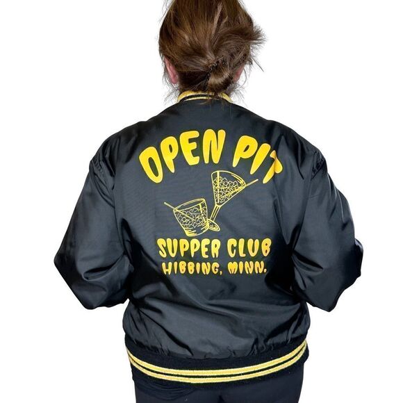 OPEN PIT Vintage Supper Club Silky Satin Jacket Size Large - Picture 1 of 11
